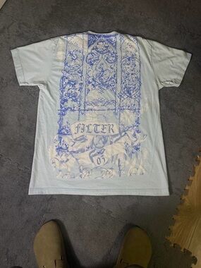 Y2K Filter white & blue tee single stitch on the sleeve